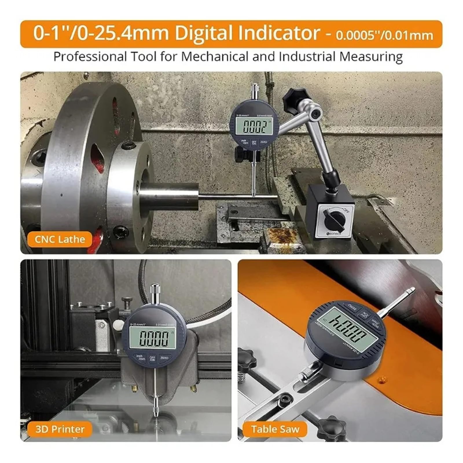Indicateur à cadran, Jauge de plage 0-12.7mm, indicateur à cadran numérique, outil précision, outils test