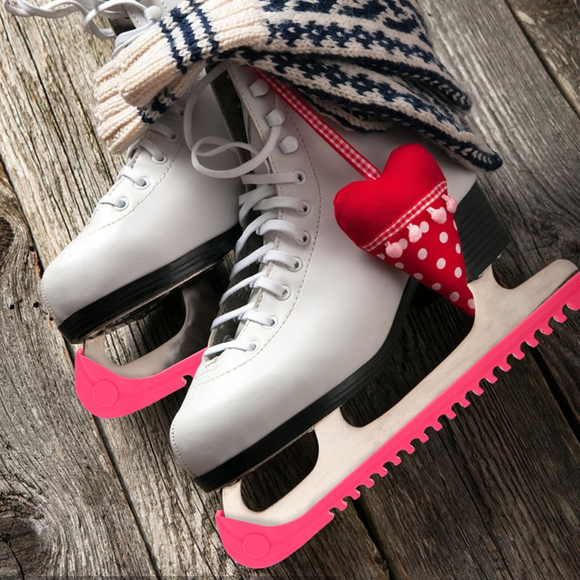 Didiseaon 8 Paires Protections de Lames de Patins à Glace, Noir Rose