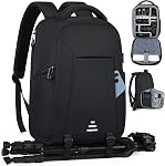 Camera Backpack, Professional Camera Bag for DSLR SLR Waterproof 14 Inch Laptop Backpack with Rain Cover & Tripod Holder Anti Theft Camera Case Large Photography Backpack for Men Women, Black