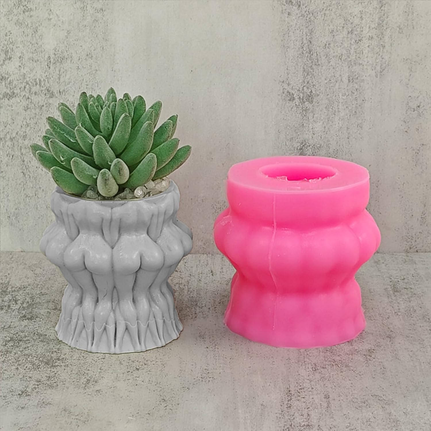 3D Body Concrete Flower Pot Vase Molds Succulent Planter Silicone Molds Pen Brush Holder Storage Box Mould Epoxy Resin Cement Clay Mould (C)