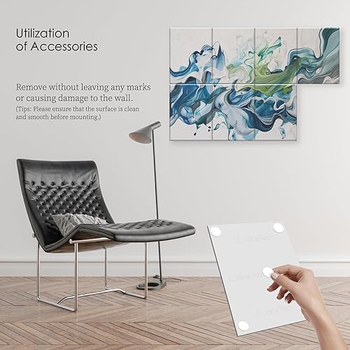 Miniatura 6 de Paquete de 8 paneles acústicos artísticos, paneles acústicos decorativos de 48 x 32 pulgadas, arte de pared absorbente de sonido con nano pegamento