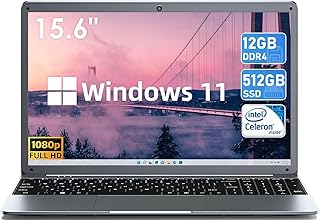 SGIN Laptop, 15.6 Inch FHD 1920x1080 Display, 12GB DDR4 512GB SSD, Windows 11 Home Laptops with Intel Celeron N5095 Processor(Up to 2.9GHz), Bluetooth 4.2, Webcam, WiFi