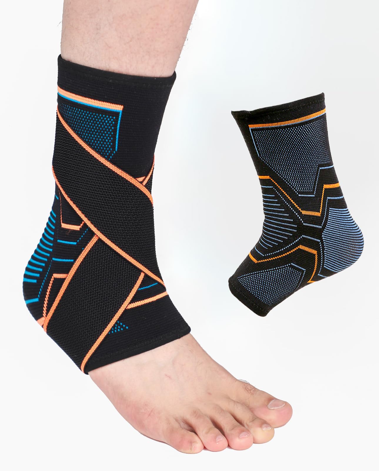 Sweet sevenMulti-Zone Compression Ankle Sleeve - Support for Sprained Ankle, Arthritis, Joint Pain, Injury Recovery, Sports - Basketball, Running - Size M