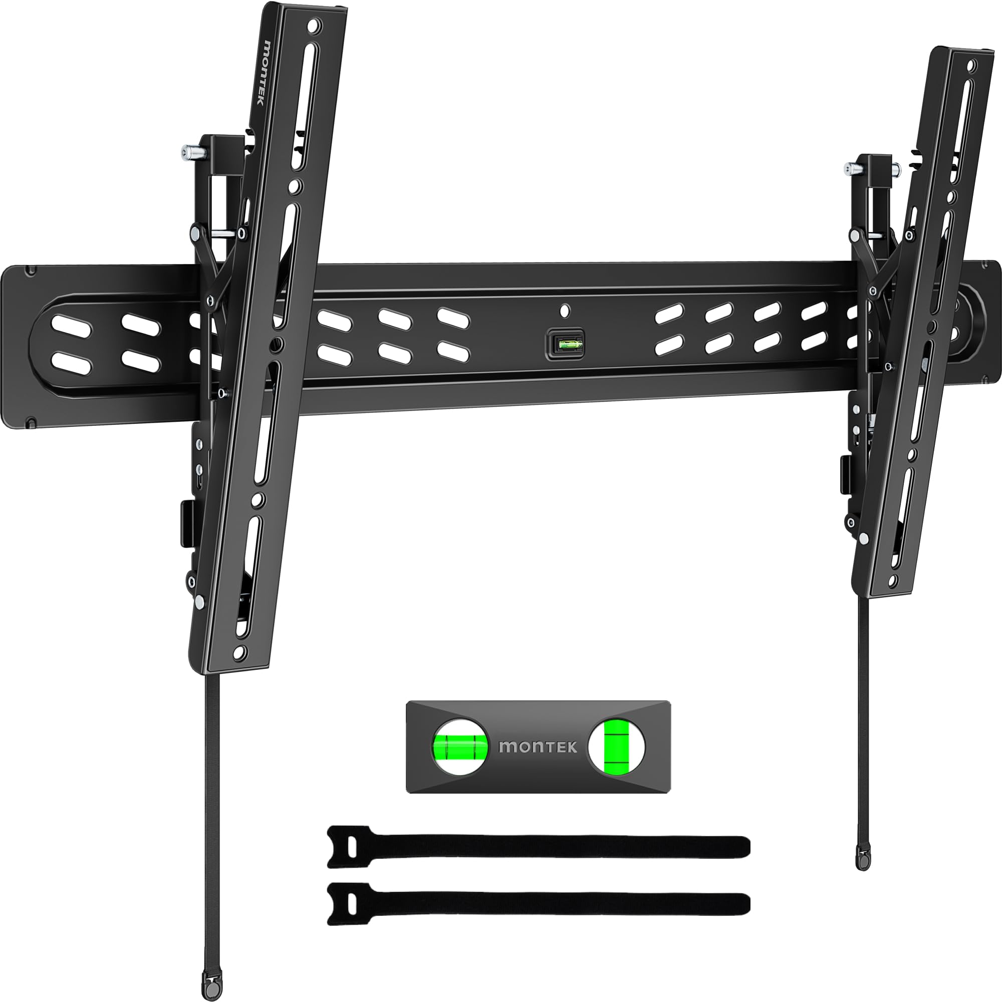 monTEK TV Wandhalterung Ultra Slim für 43–95 Zoll Fernseher | Neigbar, Schwerlast bis 68 kg, Mit Zugband, Max. VESA 800x400 mm, Einfach Anzubringen und Abzunehmen