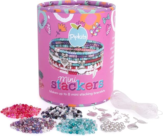 Pipkits Mini Stackers Charm Bracelet Making Kit Friendship Bracelets for Kids Makes 8 Stacking Bracelets.