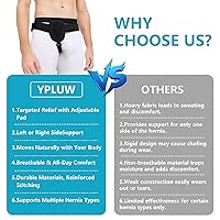 Vista 6 de Cinturones de hernia para hombres – Truss de soporte de hernia inguinal con almohadillas de compresión extraíbles – Correa ajustable para la ingle