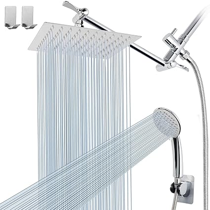Shower Head Combo with 11'' Extension Arm High Pressure 8