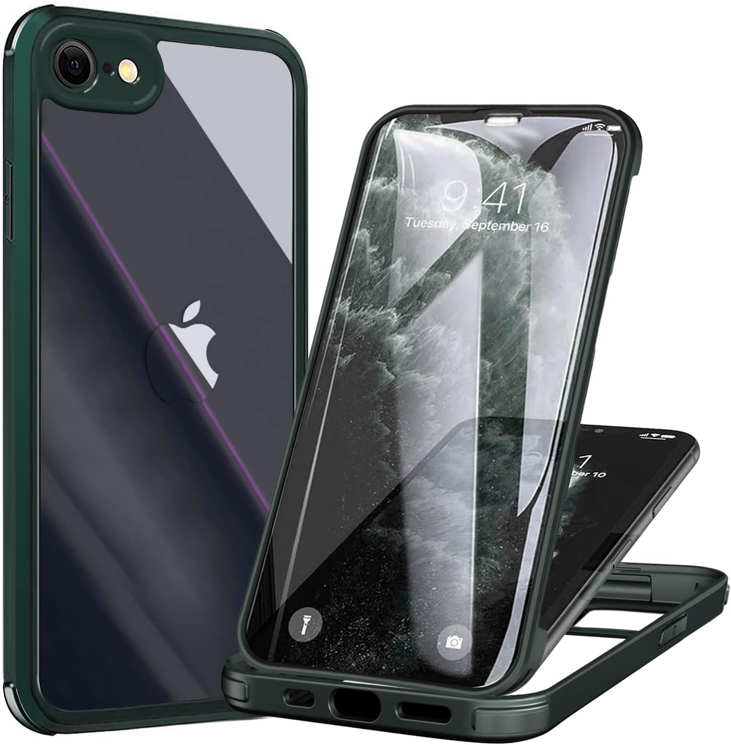 UBUNU iPhone SE Case with Screen Protector [Built-in 9H Hard Tempered Glass], for Magsafe Dual Layer 360 Full Body Protection for Men Women iPhone SE [2022/2020] Protective Phone Case 4.7 inch, Green