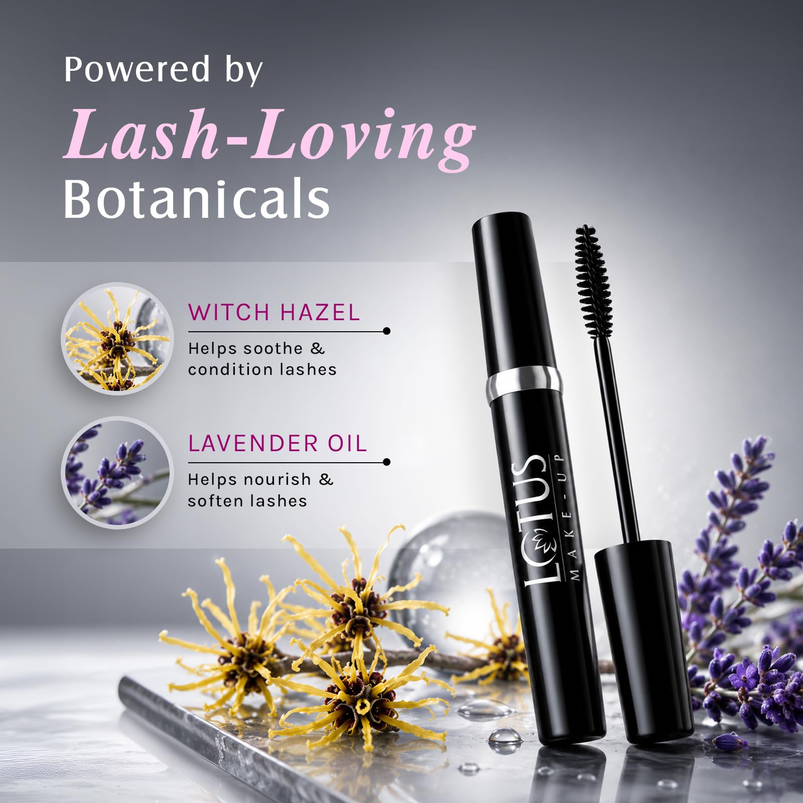 Lotus Make-Up Maxlash Botanical Mascara | Waterproof, Smudge-Proof & Long-Lasting | Clump-Free Volumizing Mascara with Witch Hazel & Lavender Oil | Fragrance Free | Suitable for Sensitive Eyes | 3.8g 1