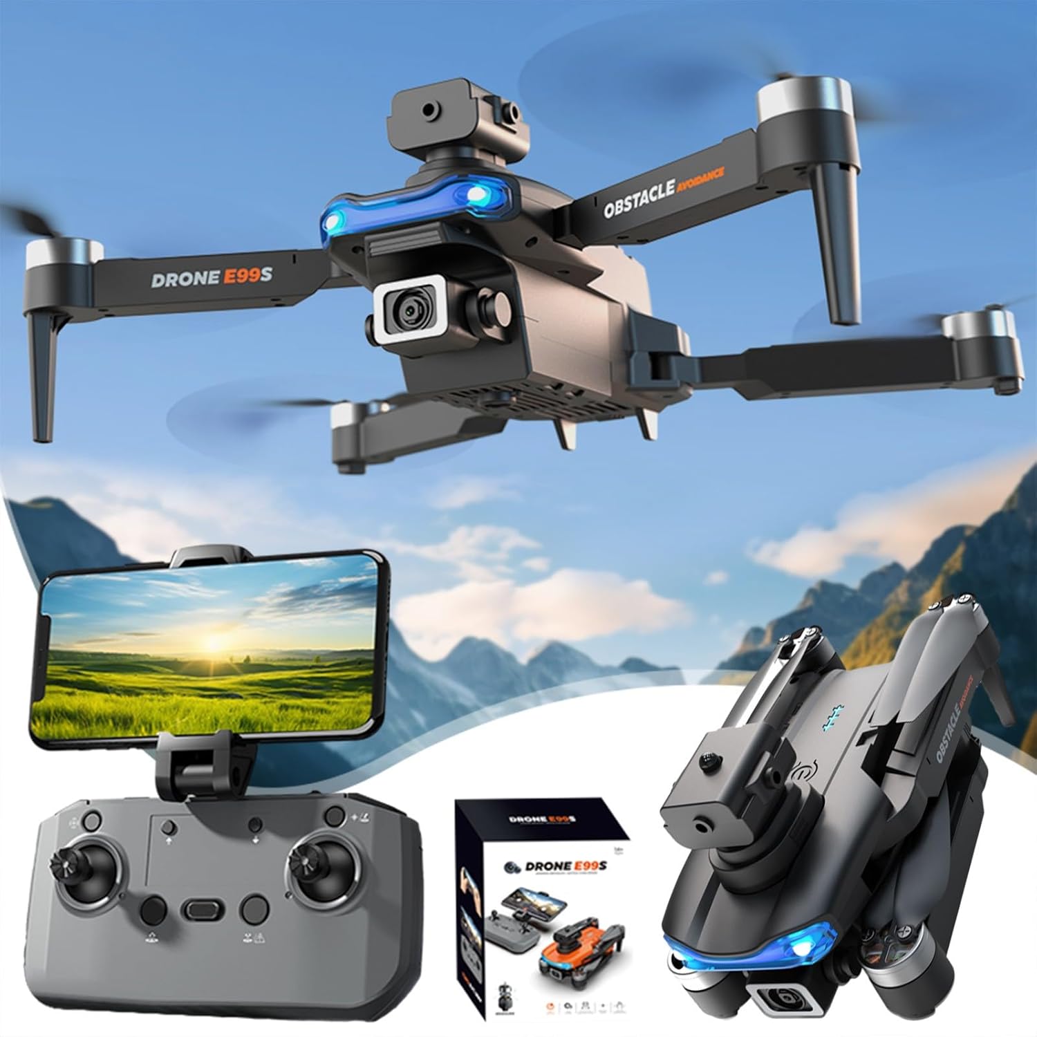 Drone WiFi FPV RC Quadcopter 3 Speed Headles Mode Altitude Hold 1080P Camera Drone 360° Flip Obstacle Avoidance Toys Gifts For Kids Adults Deals Of The Day Prime Member Warehouse Deals