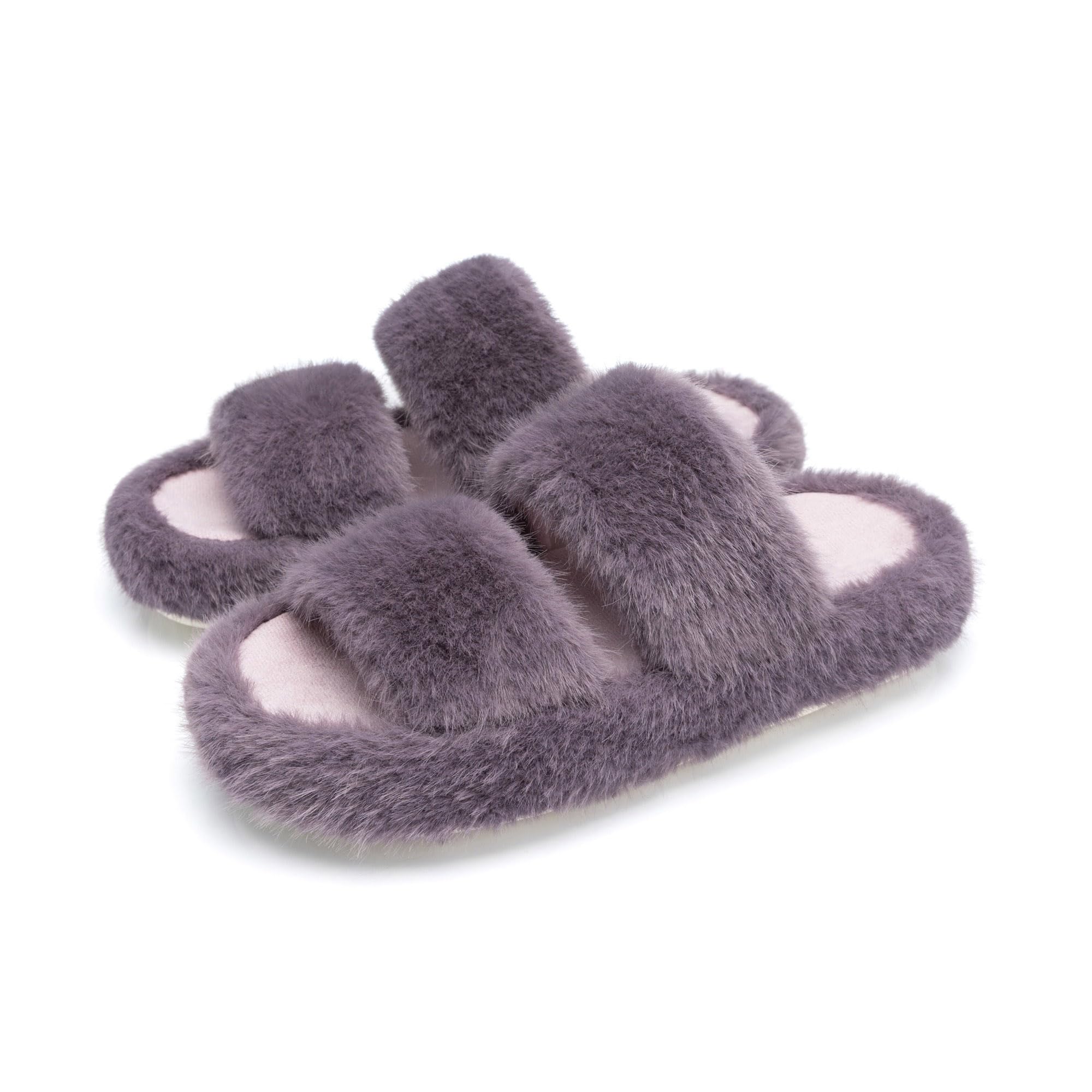 Women's Slippers Memory Foam Slippers for Women Fuzzy Comfy Faux Fur House Furry Indoor O…
