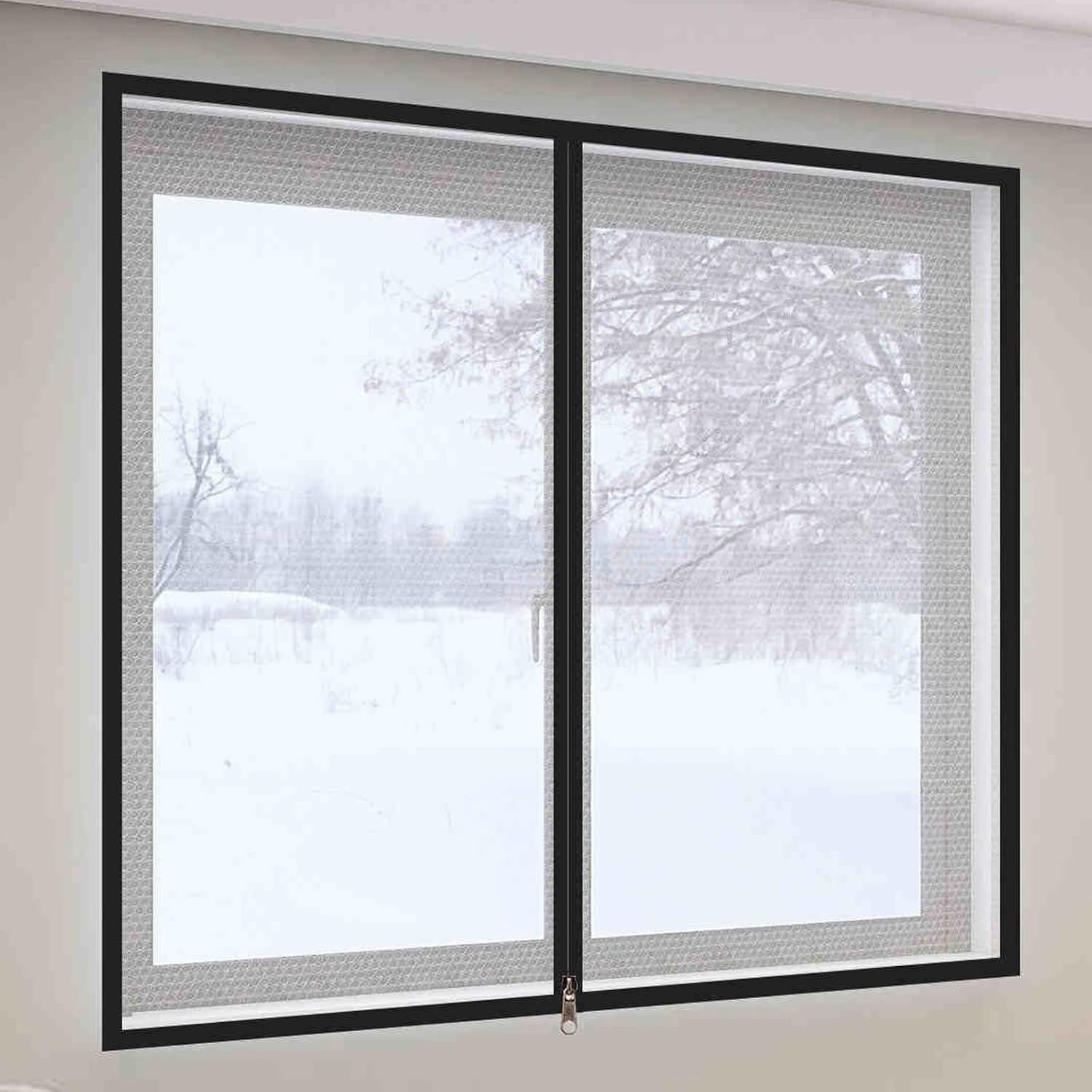 Window Winterizing Kit Temperature Protection, Weatherproofing Window Insulation Kits Privacy Protection, Window Insulation for Winter Reduce Noise(Black,80x100cm/32x39in)