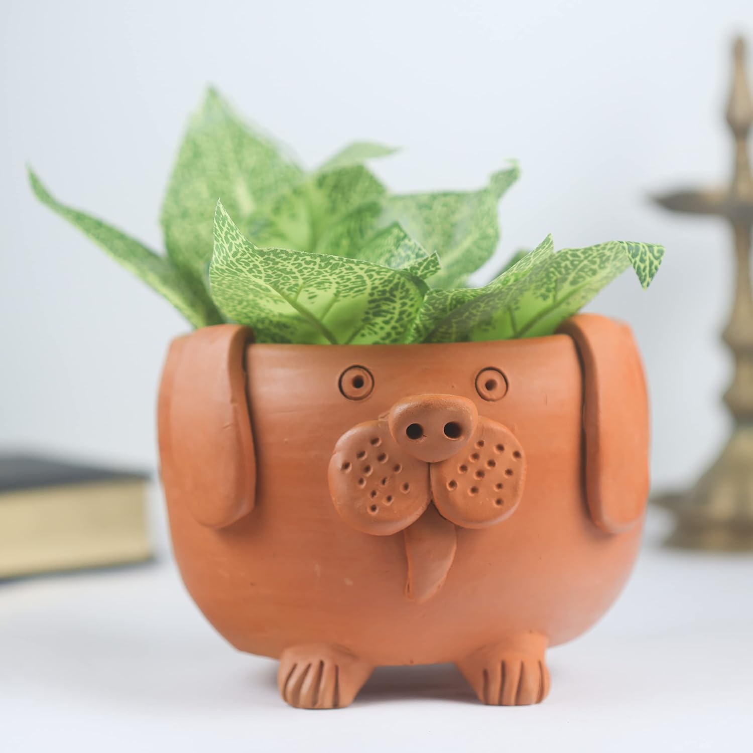 Khavi Arts Premium Handmade Artisanal Terracotta Clay Dog Shaped Pot