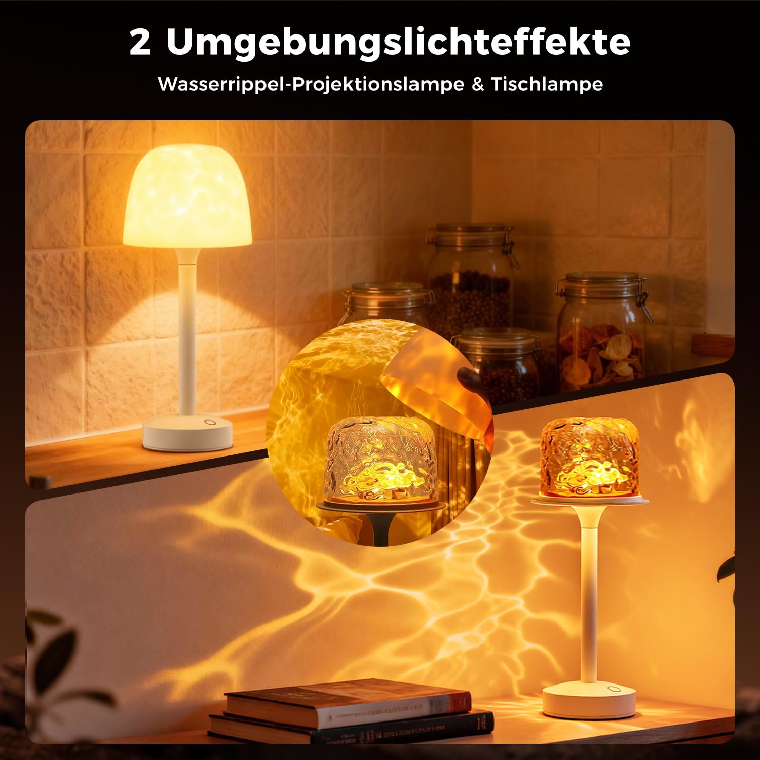 Shuniu Duschlampe Ocean Lamp Wave Lamp, Badezimmer Lichtprojektor mit 16 Farben Nordlicht, Wiederaufladbares Duschlampe mit Touch & Fernbedienung, Ambientelicht Nachtlicht Zimmer Deko