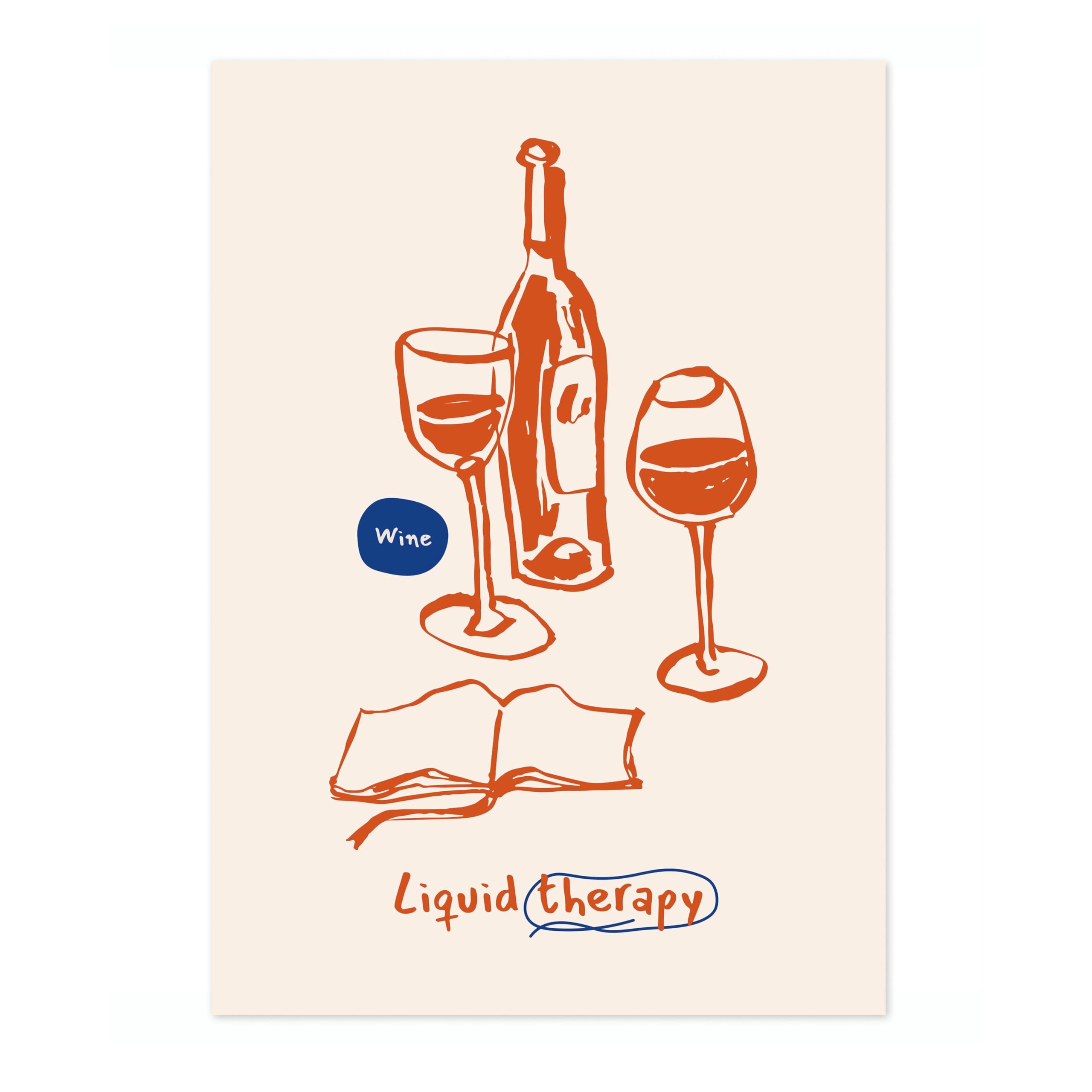 Animato Liquid Therapy Kitchen Poster, Cooking Baking Quotes Prints, Kitchen Line Food Illustration Wall Art, Funny Humour Quotes Home Decor, Archival Matte, A4 (Print Only) - 29.7x21cm โ image 1