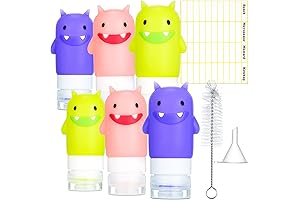 Cute 6 Pack Mini Condiment Squeeze Bottles for Kids Lunch