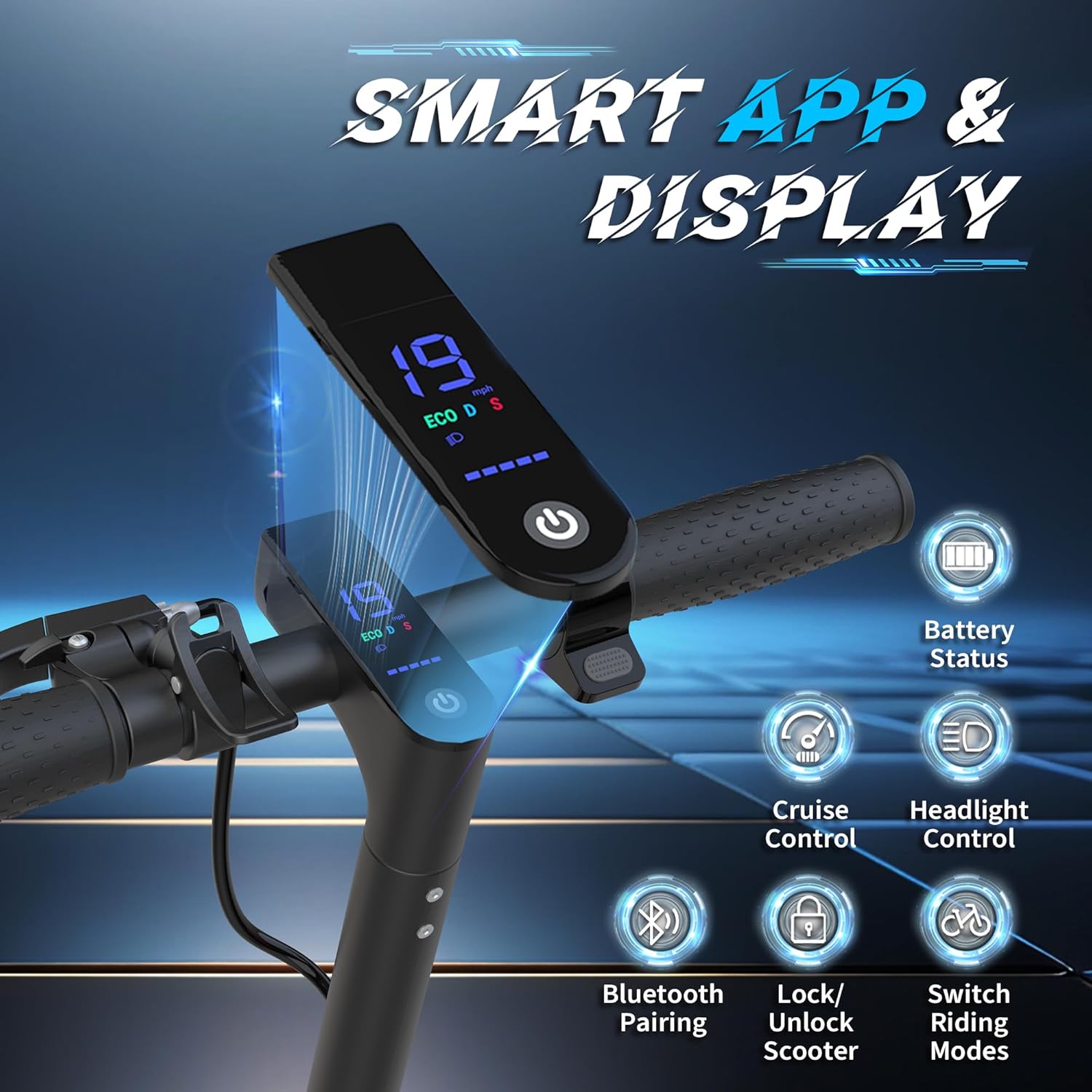 Electric Scooter, 350W/500W Powerful Motor, 19/22 MPH Max Speed, 15/23 Miles Range, Lightweight Foldable Kick Scooter with Dual Braking Systems, Smart APP