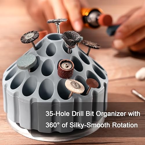 Miniatura 7 de DZQ Amoladora de eje flexible de 560 W, kit de herramientas rotativas con 3 mandíbulas de 500-23000 RPM, molinillo colgante de pedal con soporte