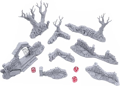 Miniatura 2 de EnderToys Paredes de cementerio sagrado por escenario imprimible, paisajes RPG de mesa impresos en 3D y terreno de juegos de guerra en miniatura de