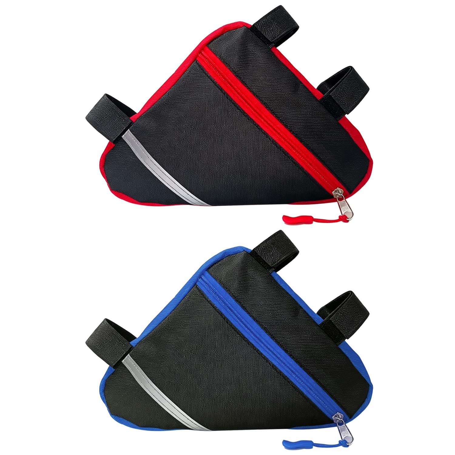 QitinDasen 2 Pieces Small Bike Front Frame Triangle Bag Set (Red + Blue)
