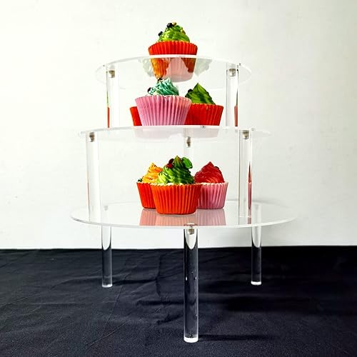 Miniatura 9 de HESIN Soporte acrílico para cupcakes para boda, 3 niveles, elevadores de postre, soporte para panadería, pizza, hogar, fiesta, servicio, decoración,
