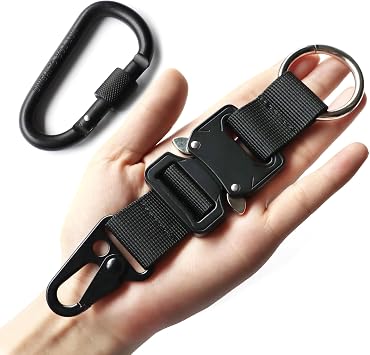 Tactical Key Chains for Mens, EDC Gear Clips with HK Clip, Large Military Keychain Molle Accessories