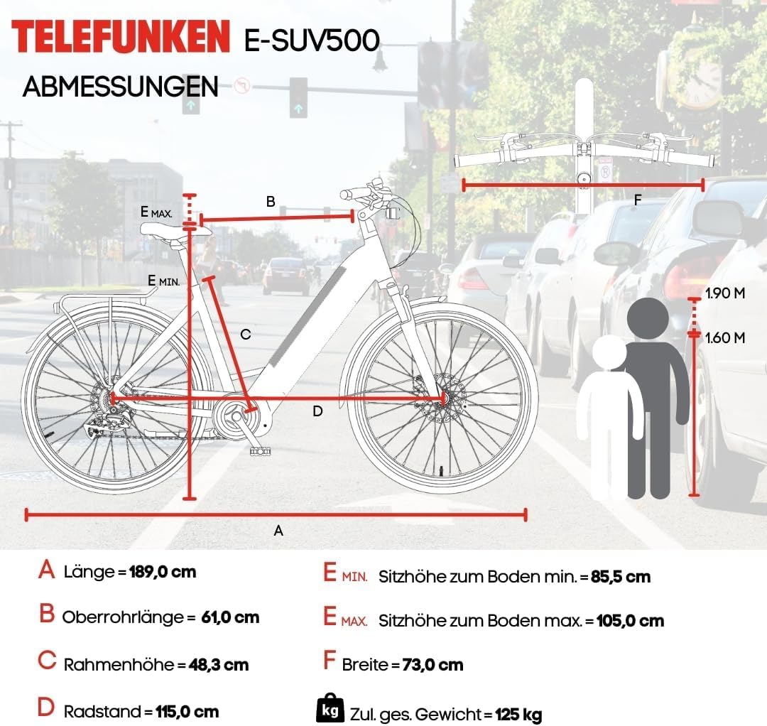 TELEFUNKEN Bicicletta elettrica da donna da 27,5 pollici con motore | Batteria agli ioni di litio da 468 Wh, cambio Shimano a 7 marce, portata 100 km, bicicletta elettrica con freni a disco