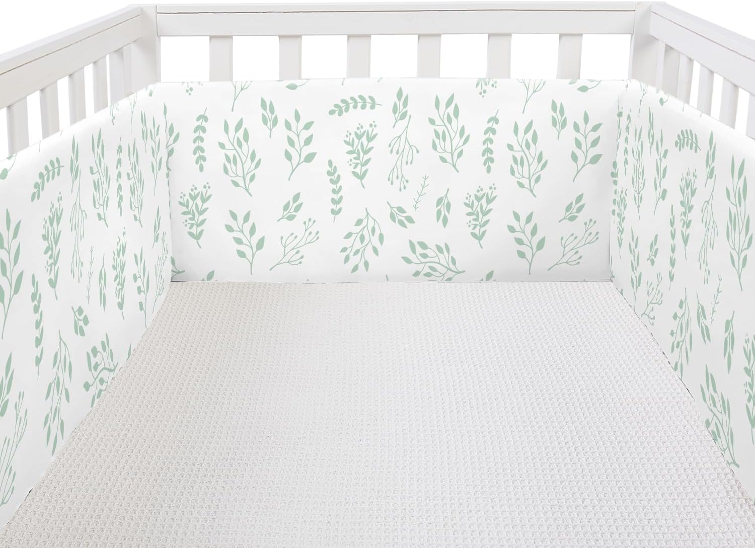 4 in 1 Crib Liner Anti-Collision Pads,4 Side Cover,Soft Cover for Full-Size Cribs,Cover 4 Sides,2 Long Pieces,2 Short Pieces (Leaf)