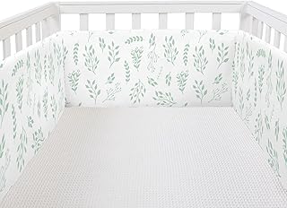 4 in 1 Crib Liner Anti-Collision Pads,4 Side Cover,Soft Cover for Full-Size Cribs,Cover 4 Sides,2 Long Pieces,2 Short Pieces (Leaf)