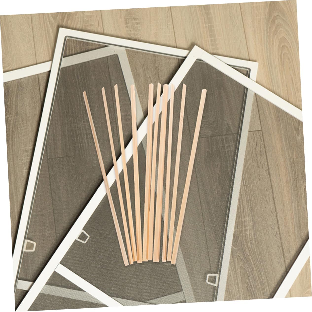 12pcs Wooden Window Molding Trim Strips, 6mm Decorative Set