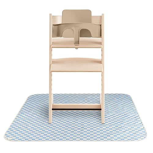 mushie Alfombrilla para bebé 42.5x42.5 Pulgadas (Azul a cuadros) | Resistente al agua para debajo de la silla alta y juego infantil Azul Check