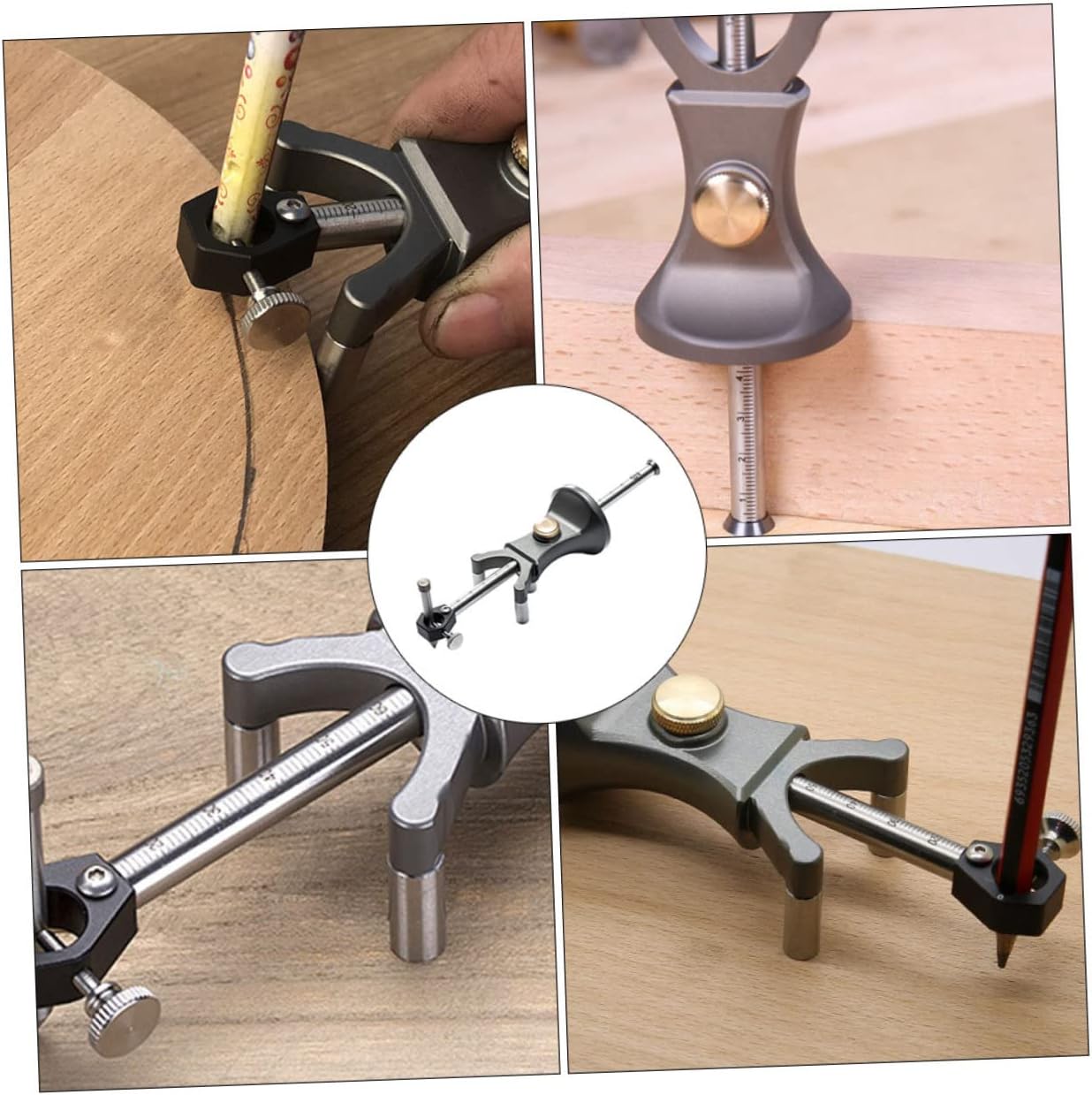 jojofuny Woodworking Scribe Tool Dual-purpose Marking Device for Accurate Straight Arc Lines Durable Diy Woodworking Essential for Carpenters and Craftsmen