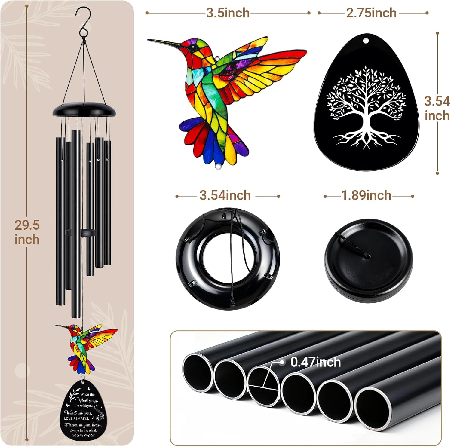 Sympathy Gifts for Loss of Loved One, Memorial Wind Chimes Gifts for Loss of Mom Dad, Bereavement Sympathy Memorial Gift for Loss of Mother Father Husband Condolence Remembrance - Image 4