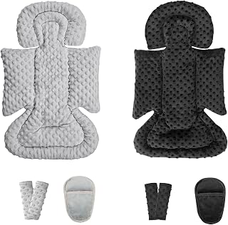 Infant Car Seat Insert Boy Girl, 3 in 1 Newborn Carseat Insert with Strap Pads, Car Seat Head Support for Baby Strollers, Swings, and Bouncers, Grey Black
