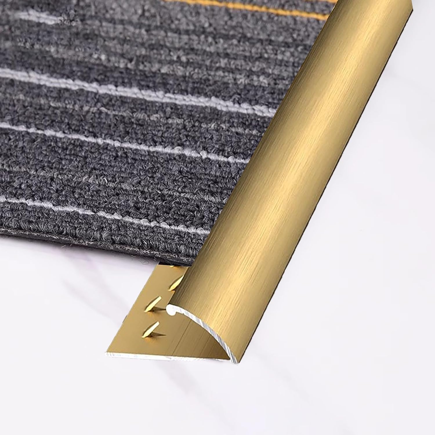 Brushed Aluminum Carpet Edge Trim Strip - Floor Mat Guard, Rug Protector & Carpet Transition Bar for Smooth Edges - Durable, Stylish Flooring Solution