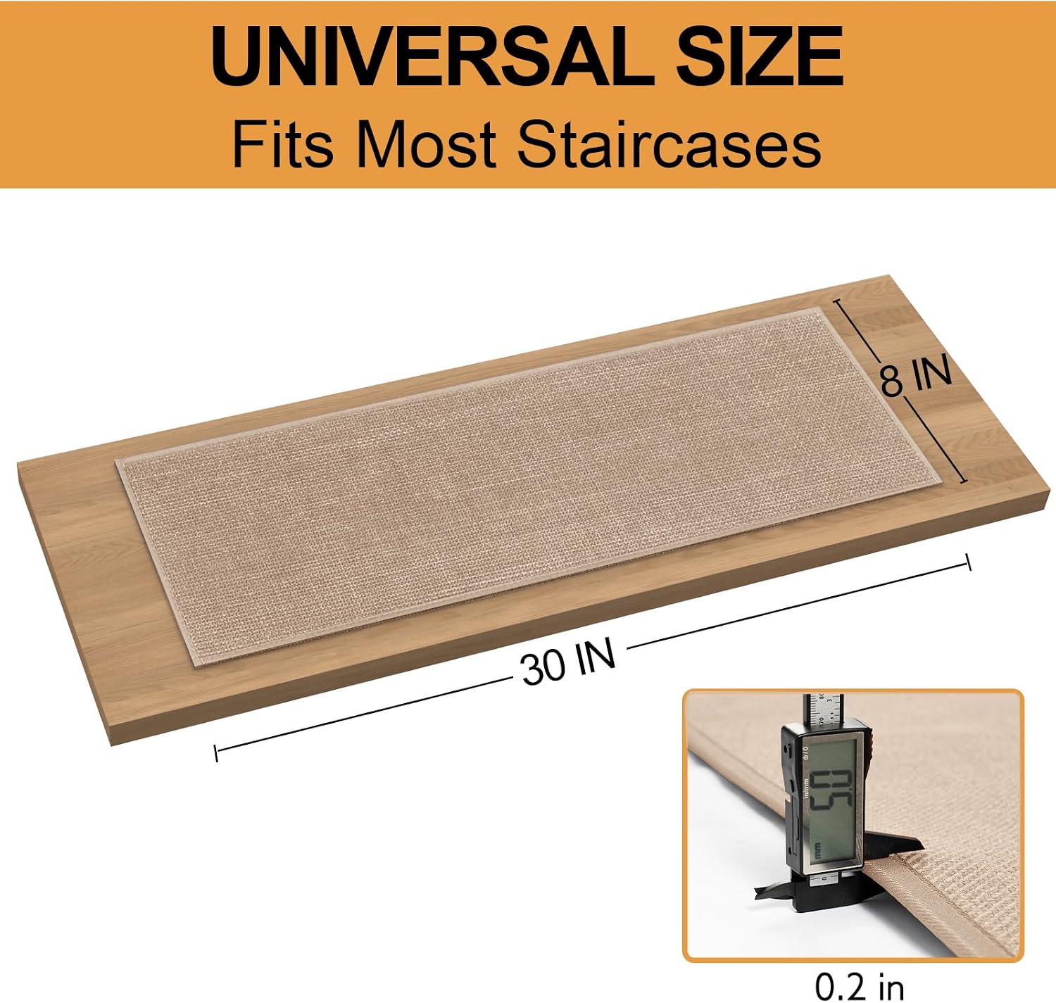 stair treads carpet for wooden steps with non slip rubber backing, 100% polyester soft stairs resistant indoor skid runner safety rugs for kids elders and pets (4, camel, 30" * 8") 30" x 8" (oblong) camel 4