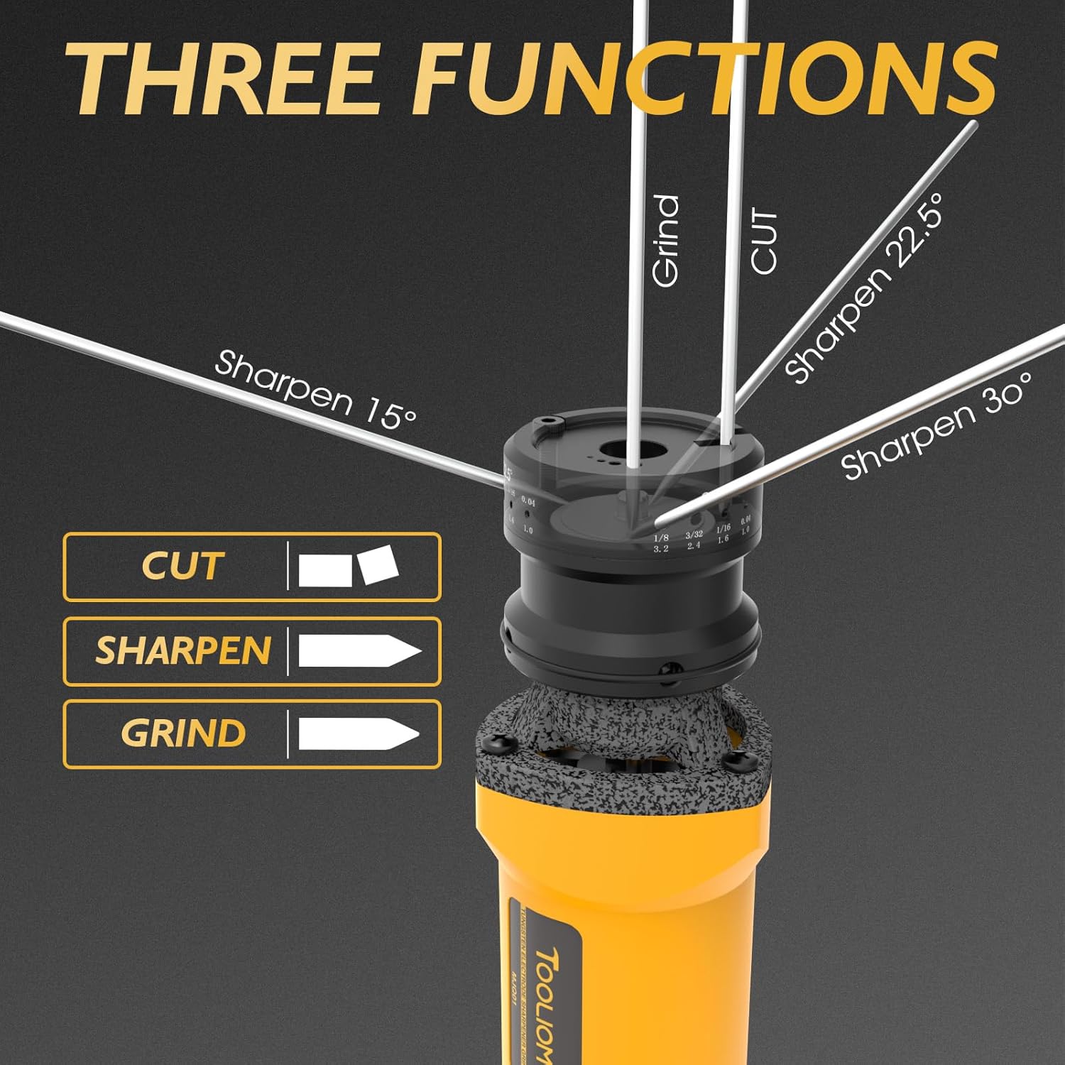 TOOLIOM 110V Tungsten Electrode Sharpener for TIG Welding with Dust Shield,4-Size & 3-Angle Handheld Electrode Tungsten Grinder,TIG Welding Rotary Tool with Flat Grinding Block, Cut-Off Slot