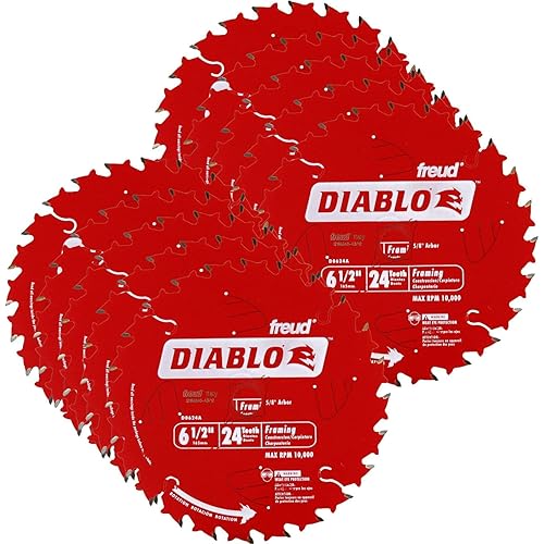 Freud D0624A Diablo 6-1/2-inch 24T ATB Perma-Shield Framing Saw Blades, 10-Pack