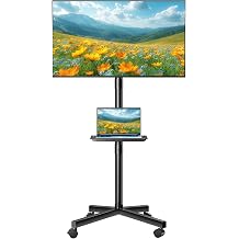NEWBULIG Rolling TV Stand, Portable TV Cart with Wheels for 23-60 Inch