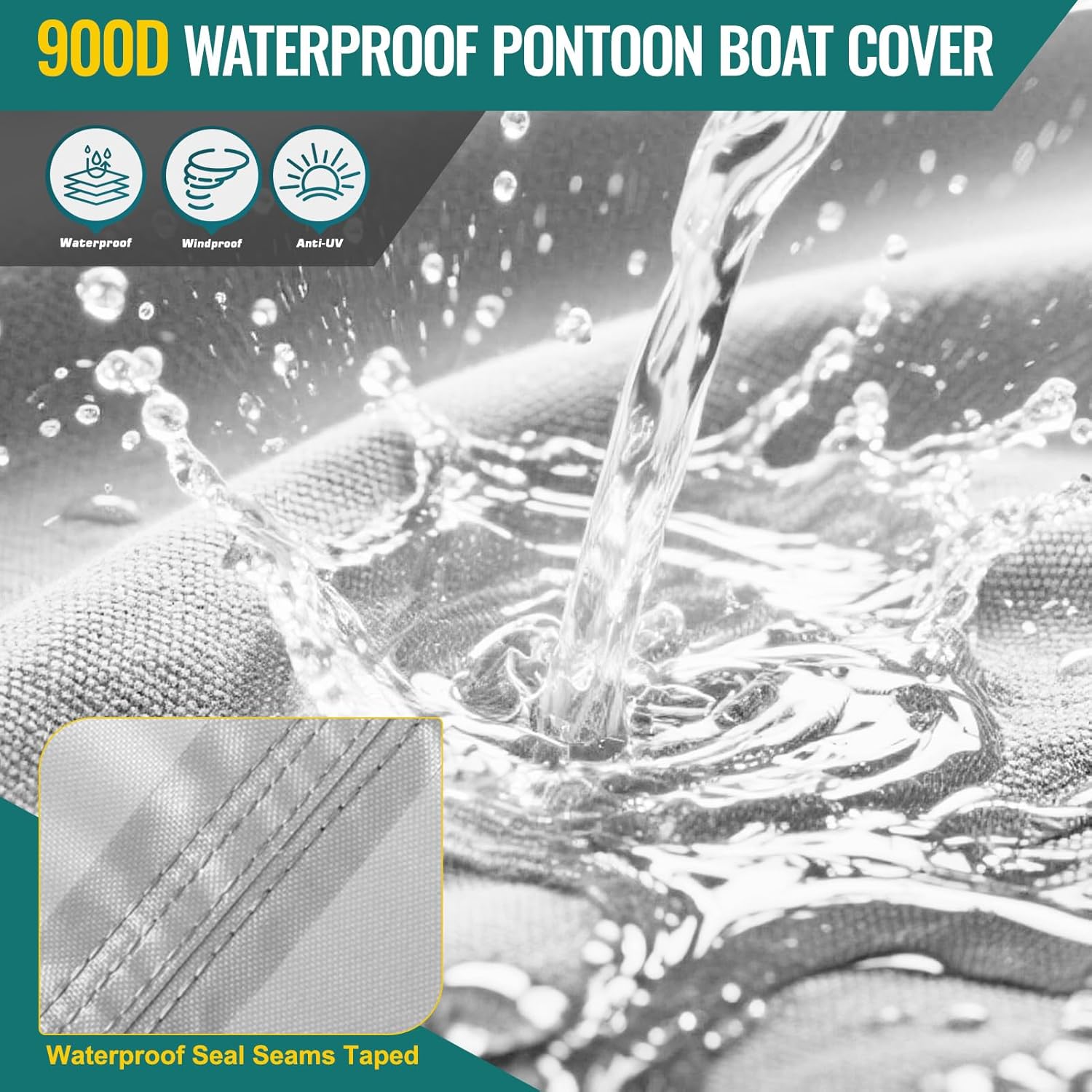 Center Console Boat Cover,17'-19'ft Waterproof 900D PU Heavy Duty Trailerable Boat Cover for Center Console Boat,Marine Grade Oxford UV Resistant Polyester Canvas with Motor Cover,Gray