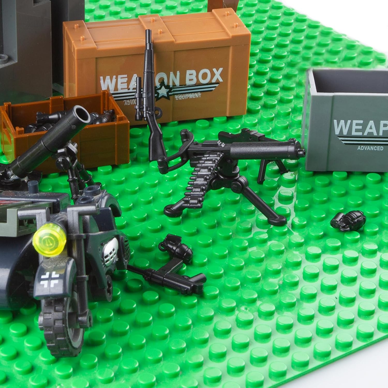 Military Weapons Pack 24 Pcs UK Accessories Kits Toys, Army Equipment Gear WW2 Guns for Boys 6+, Compatible with Mini Figure of Major Brand