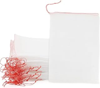MUKCHAP 100 PCS Fruit Tree Protection Bags, 10 x 14 Inch Garden Nylon Mesh Bag with Drawstring, Barrier Netting Bag for Fruits, Vegetables, Tree, Sapling
