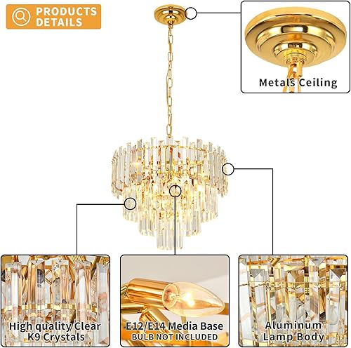 Miniatura 6 de Lámpara de araña de cristal, estilo moderno, apilada, luz de cristal, adecuada para colgar candelabros en pasillos, salas de estar e islas de