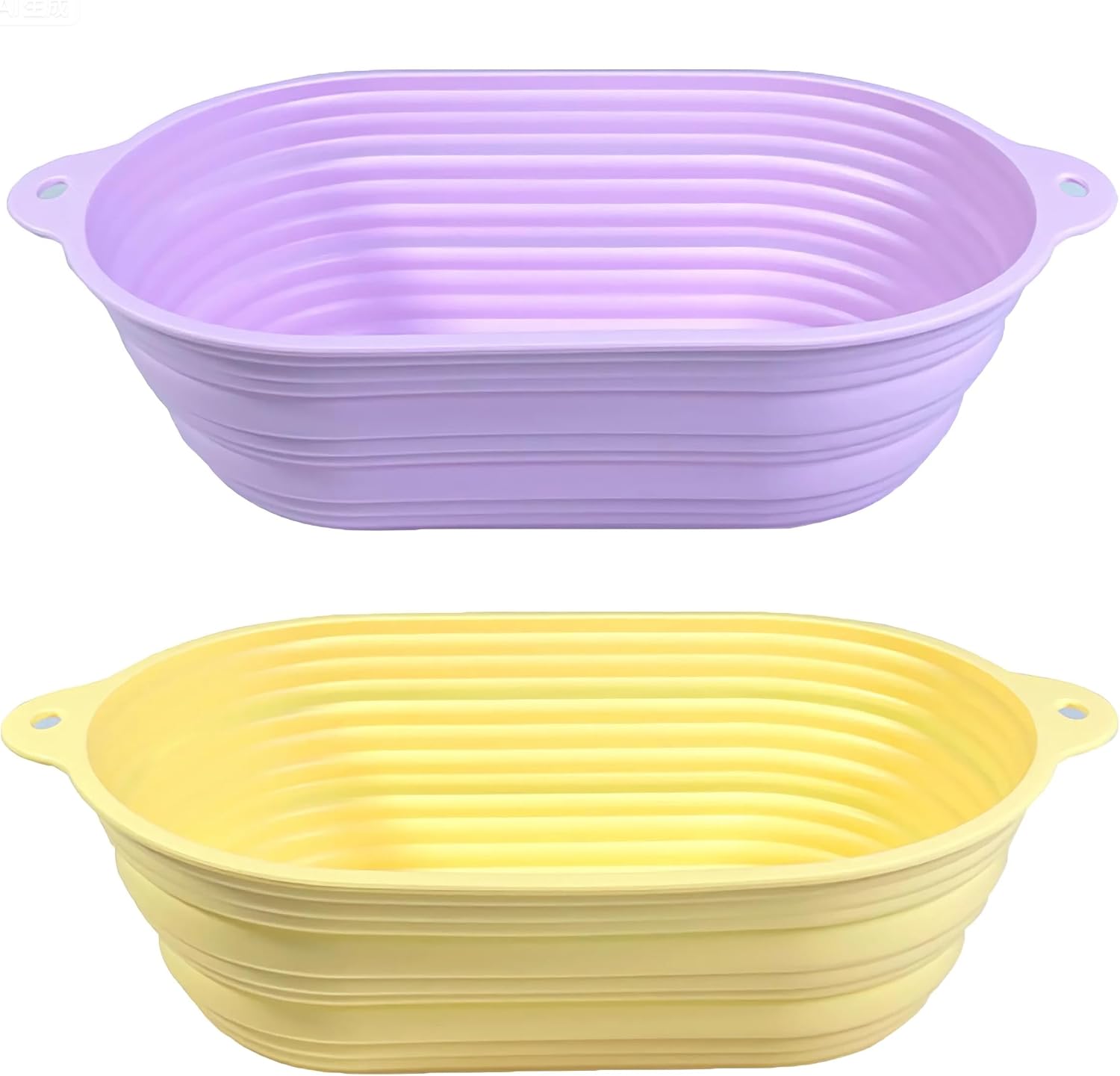 2 Pcs Silicone Bread Proofing Baskets, Collapsible Sourdough Bread Baking Supplies Dough Proofing Box Oven Safe for Artisan Bread Making for Professional and Home Bakers (Yellow and Purple)