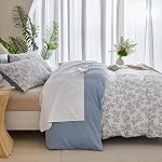 Floral Queen Comforter Set Soft Cute Floral Bedding Comforter Sets Garden Style Blue Flower Print Botanical Flowers Queen Comforter Set for All Seasons 1 Comforter and 1 Pillowcases