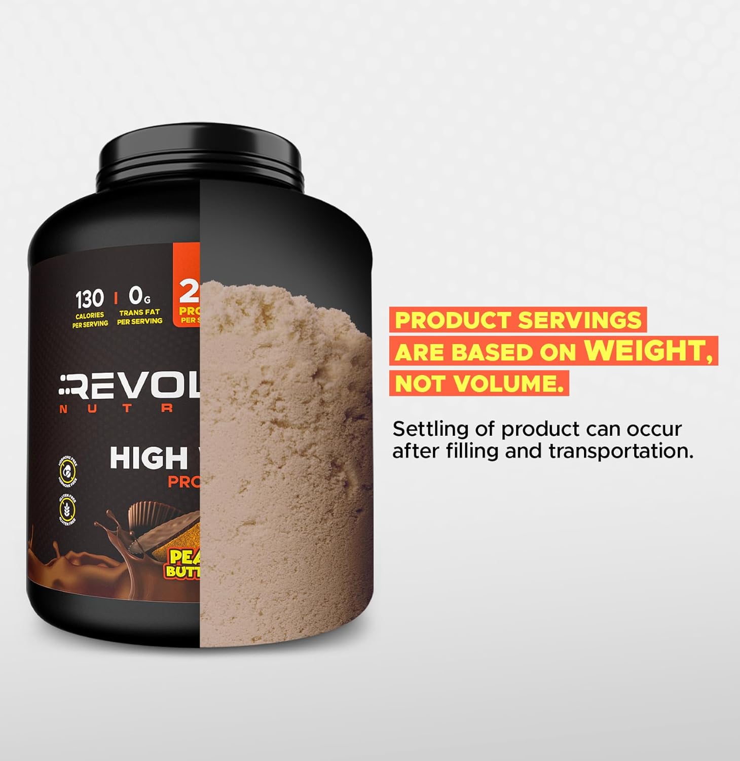 Revolution Nutrition, High Whey, Protein Powder 6LB, Whey Isolate, Gluten Free, Lean Muscle Mass for Men & Women, 25g of Protein Per Scoop, 2.7kg, 73 Servings (Peanut Butter Cup, 6 Pound)