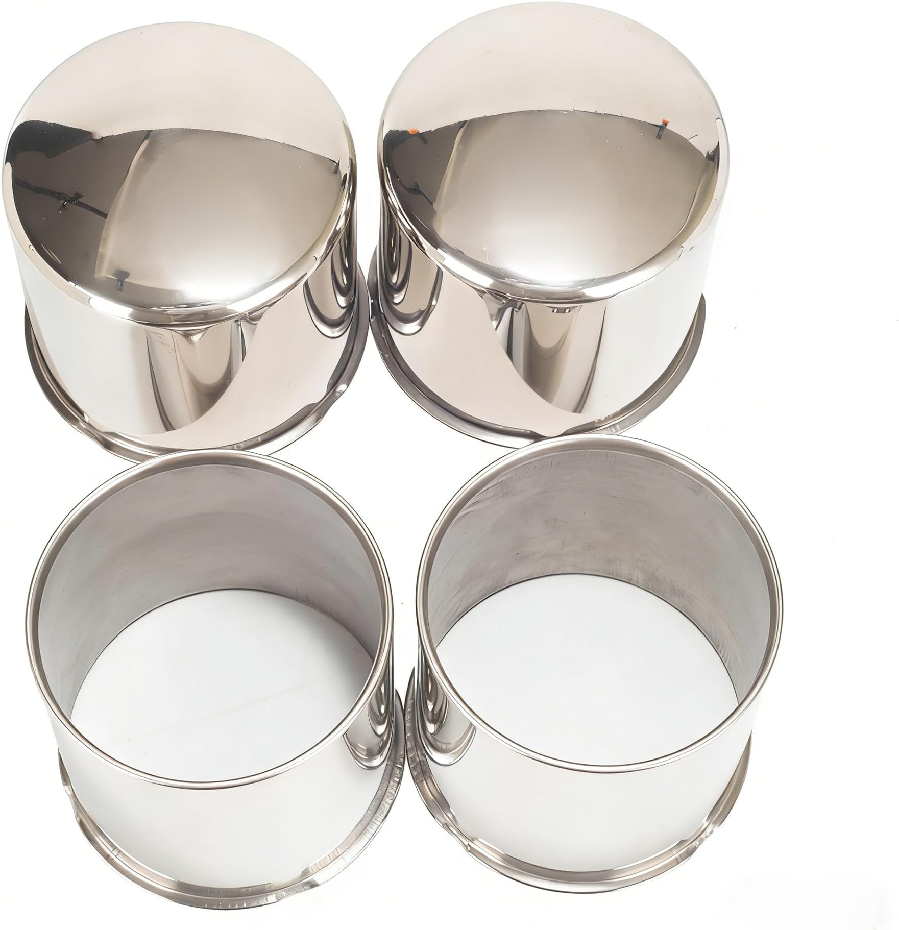 4Pcs 4.9inch Stainless Trailer Wheel Center Caps Push Through Center Hub Cap for Truck SUV RV Wheel Rim, Combination of Domed and Open End Chrome Wheel Hub Covers