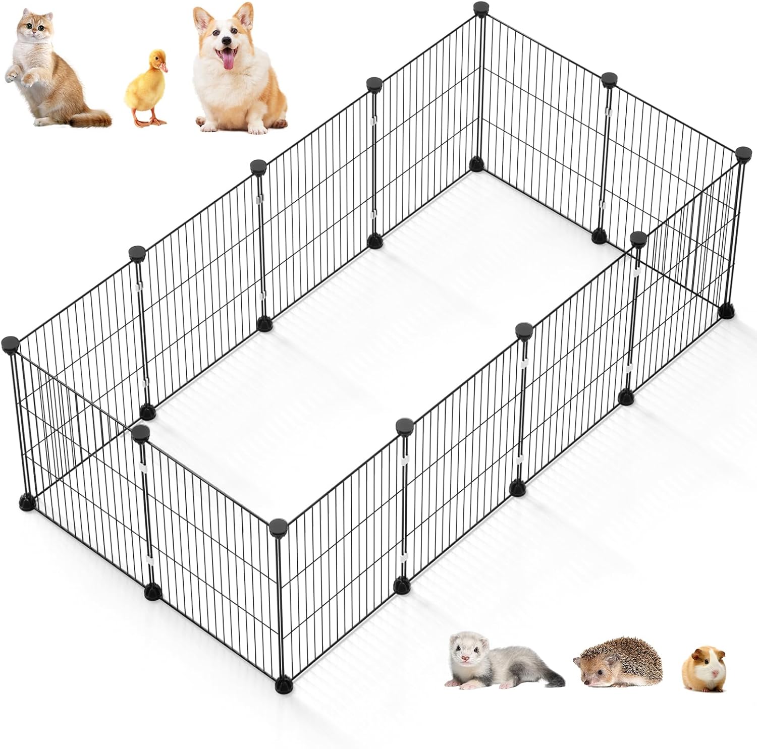 Small Animal Playpen - 12-Panel Metal Wire Pet Fence for Guinea Pigs, Rabbits, Bunnies - Indoor & Outdoor Portable Enclosure, Durable & Easy to Assemble