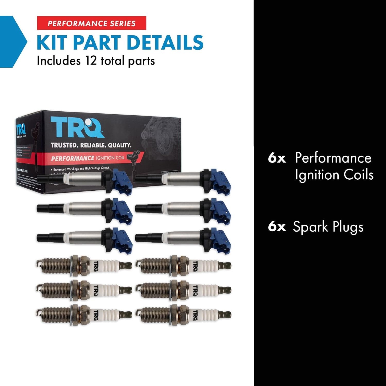 TRQ Ignition Coil and Spark Plug Kit 12 Piece Iridium Spark Plugs Compatible with 2010-2013 BMW 128i 2010-2013 328i 2010-2013 328xi 2010-2011 528i 2010 528xi 2010-2012 X3 2010 X5 2010-2011 Z4