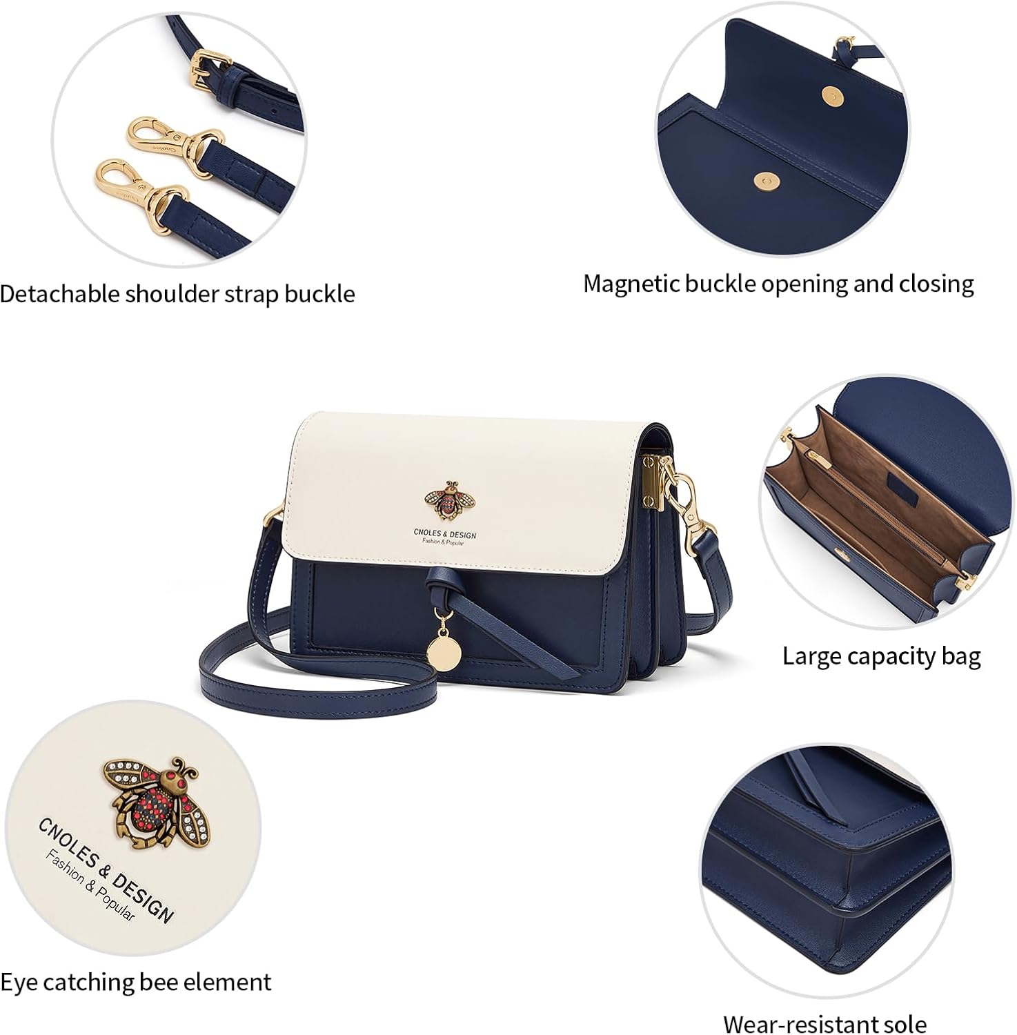 Cnoles Crossbody Bags for Women Leather Small Cell Phone Purses for Lady Mini Travel Purse Shoulder Bag with Adjustable Strap